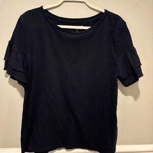 Women's LOFT Short Sleeve Top Navy Blue Size Medium